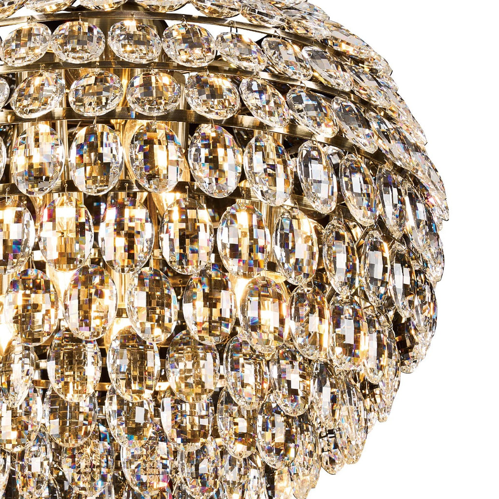 Diyas Coniston 9 Light Pendant Light in Antique Brass