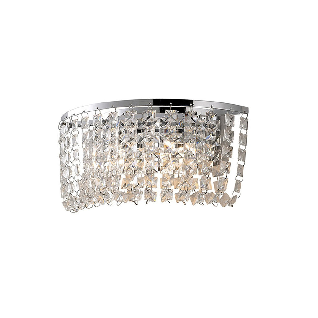 Diyas Cosmos 2 Light Switched Wall Light in Polished Chrome with Crystal