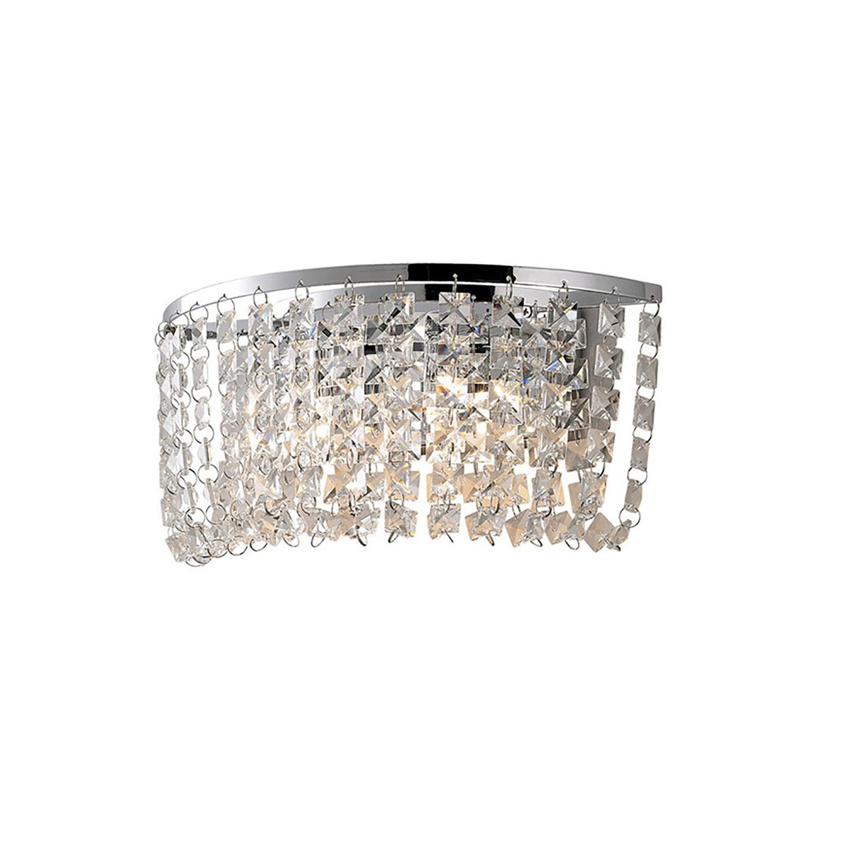 Diyas Cosmos 2 Light Switched Wall Light in Polished Chrome with Crystal