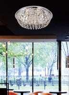 Diyas Cosmos 7 Light Flush Ceiling Light in Polished Chrome with Crystal