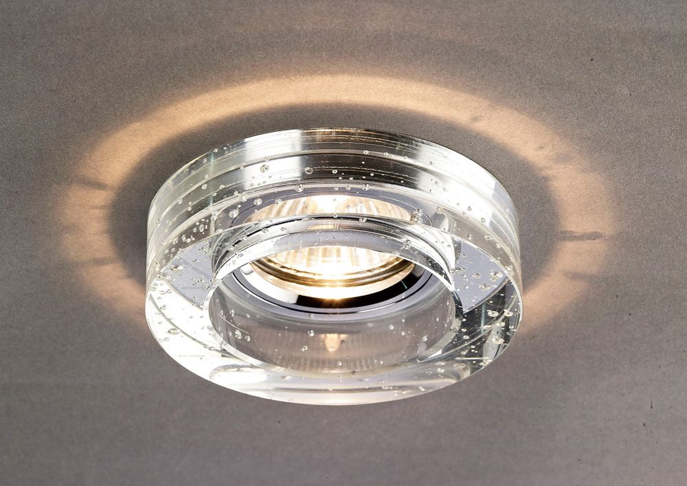 Diyas Crystal Bubble Round Recessed Downlight with Clear Rim