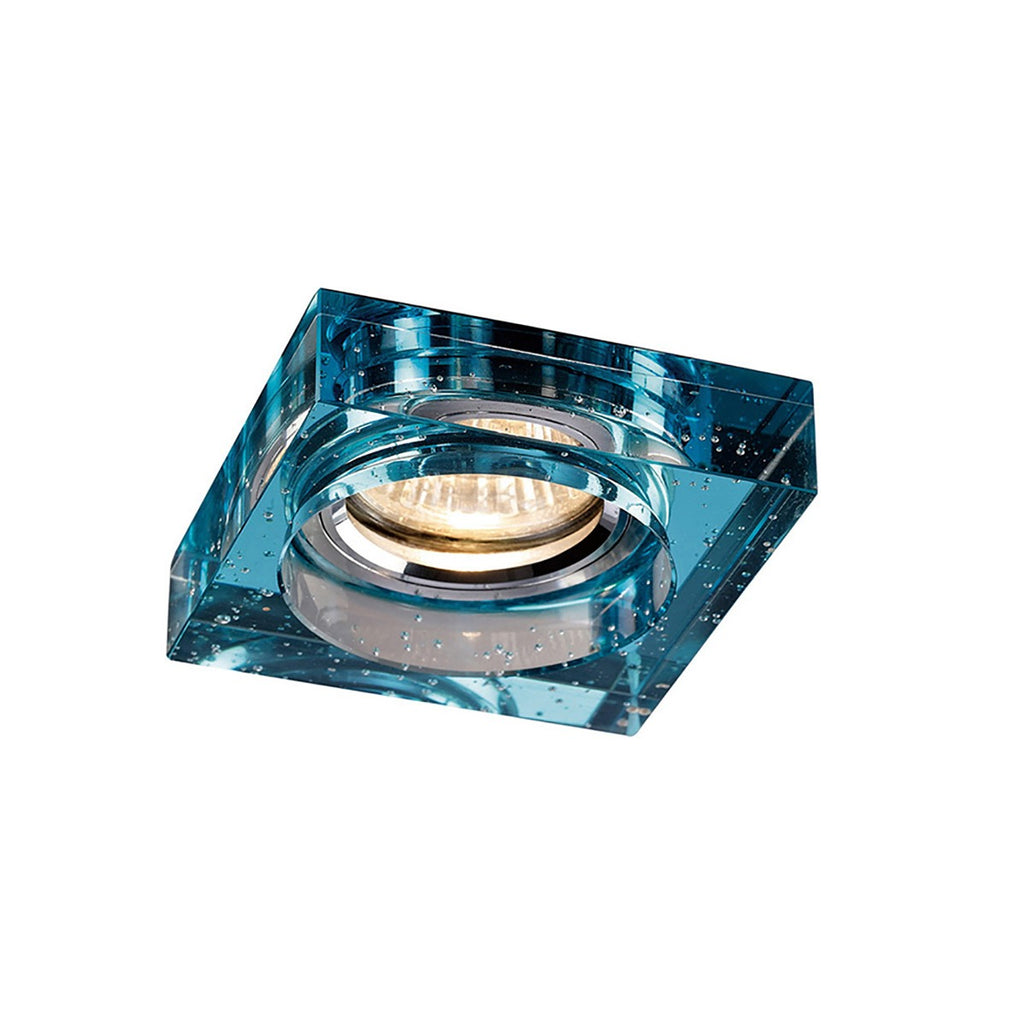 Diyas Crystal Bubble Square Recessed Downlight with Aqua Rim