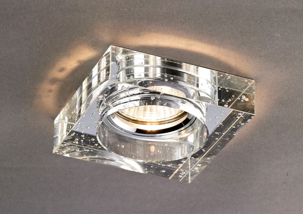 Diyas Crystal Bubble Square Recessed Downlight with Clear Rim