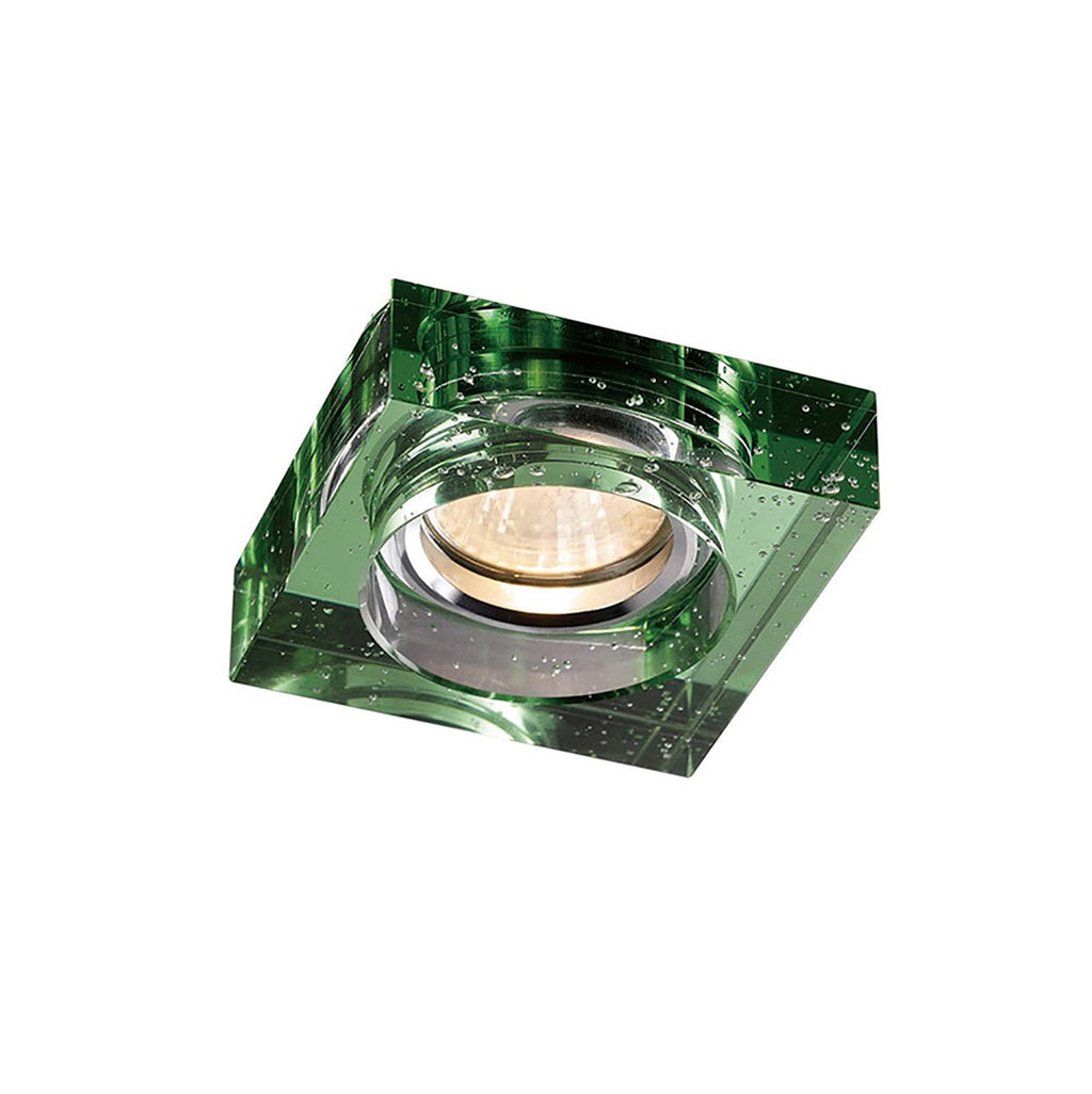 Diyas Crystal Bubble Square Recessed Downlight with Green Rim