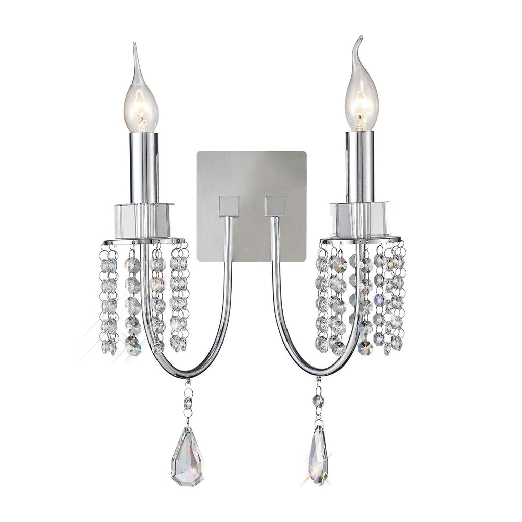 Diyas Crystal Double Wall Light in Polished Chrome