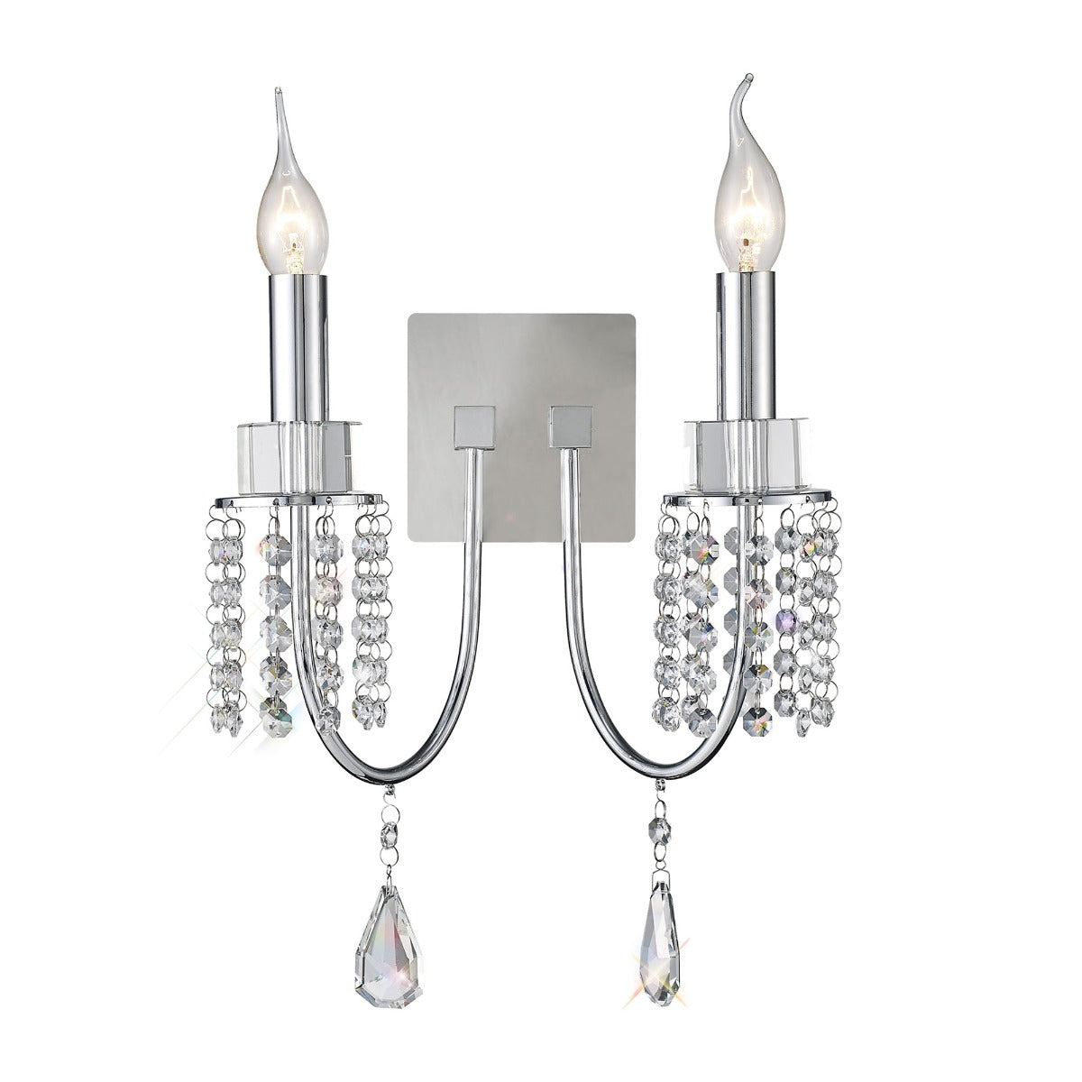 Diyas Crystal Double Wall Light in Polished Chrome