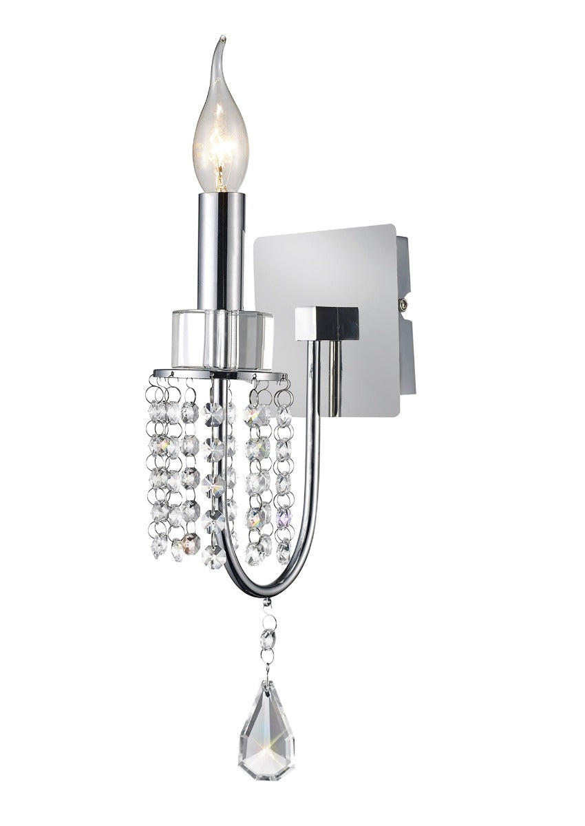 Diyas Crystal Single Wall Light in Polished Chrome