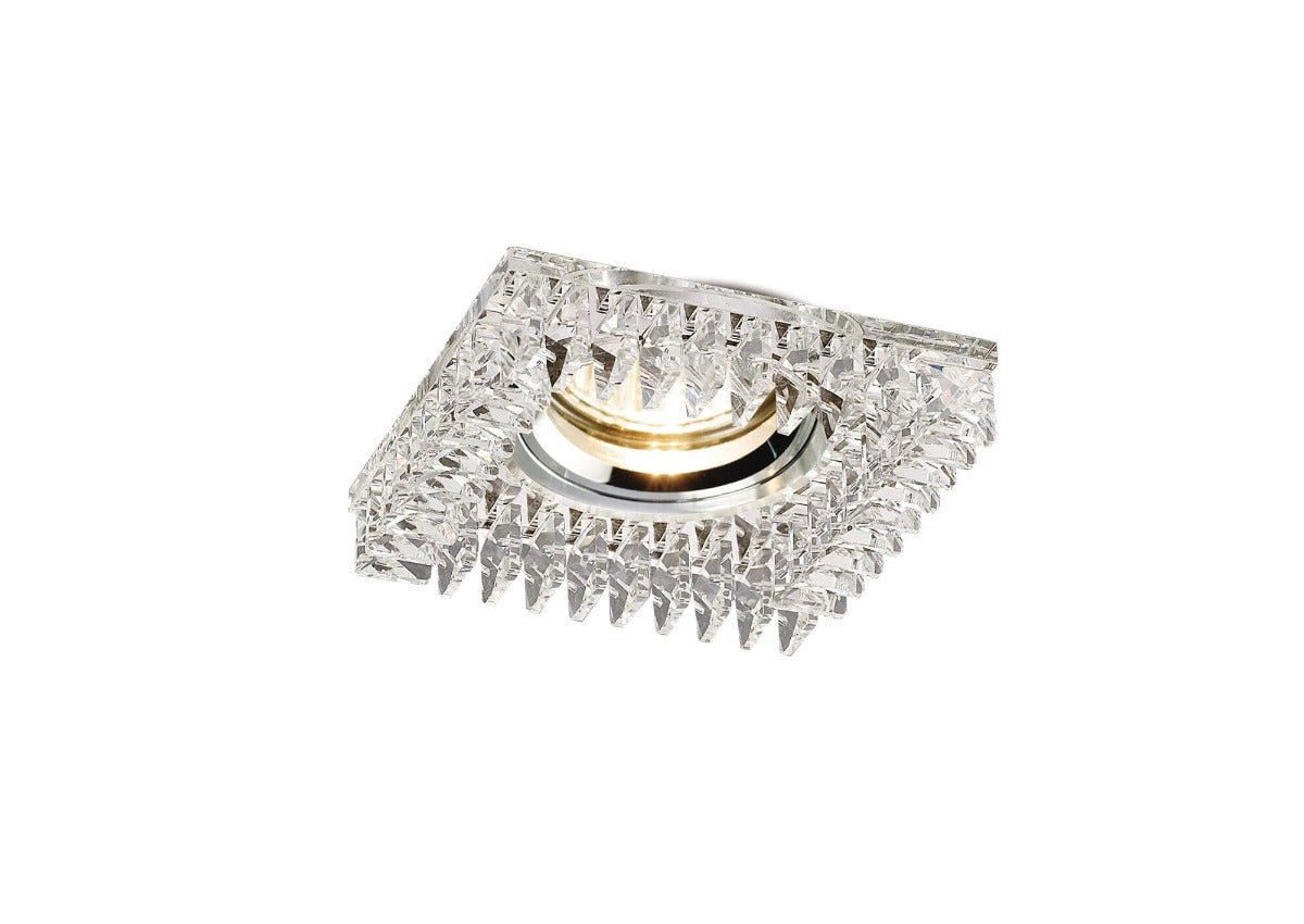 Diyas Crystal Square Recessed Downlight with Clear Rim and Perimeter Crystals