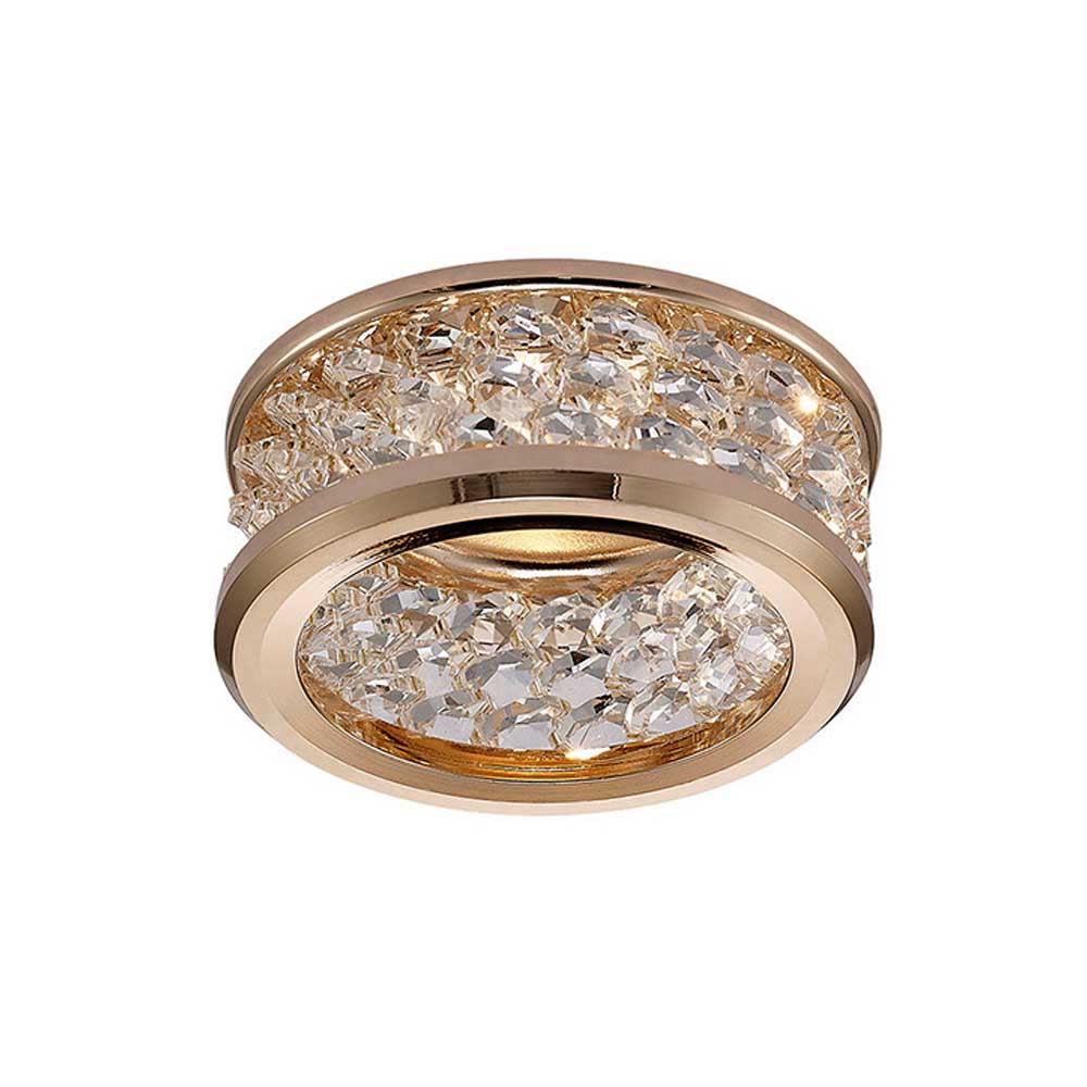 Diyas Dante Recessed Downlight with 3 Levels of Crystal Beads in French Gold with Clear Crystal