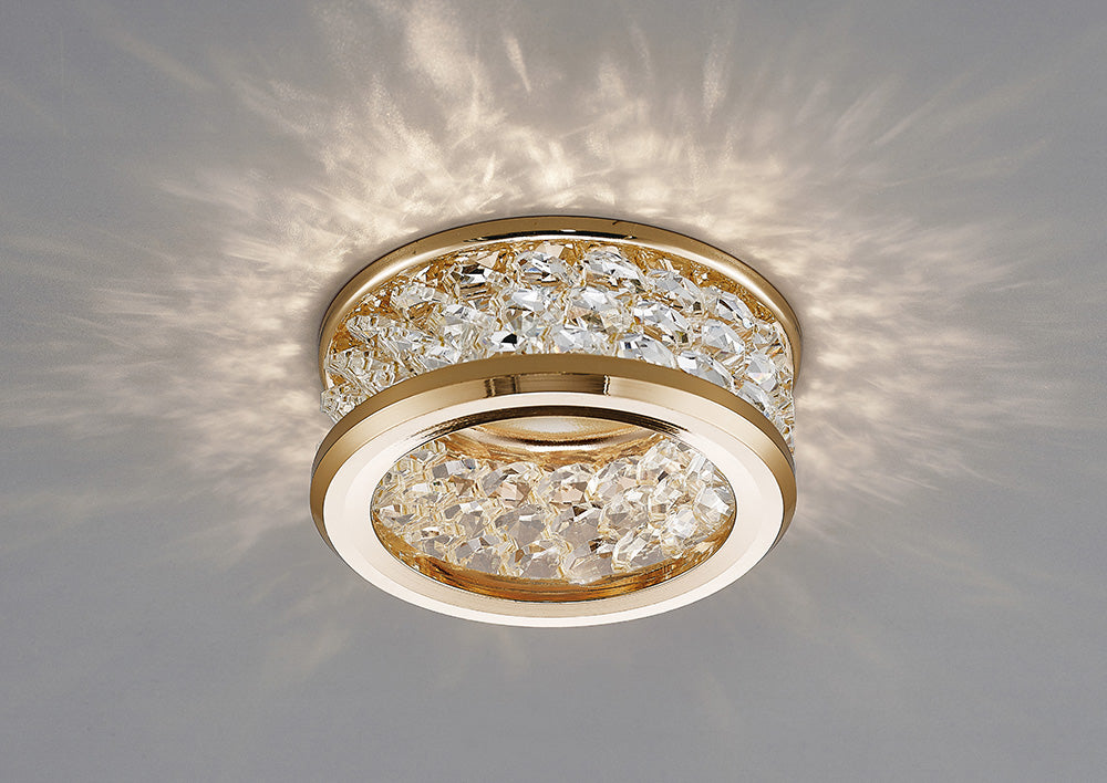 Diyas Dante Recessed Downlight with 3 Levels of Crystal Beads in French Gold with Clear Crystal