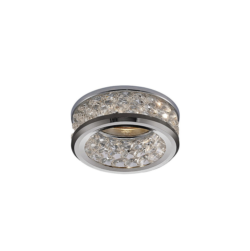 Diyas Dante Recessed Downlight with 3 Levels of Crystal Beads in Polished Chrome with Clear Crystal