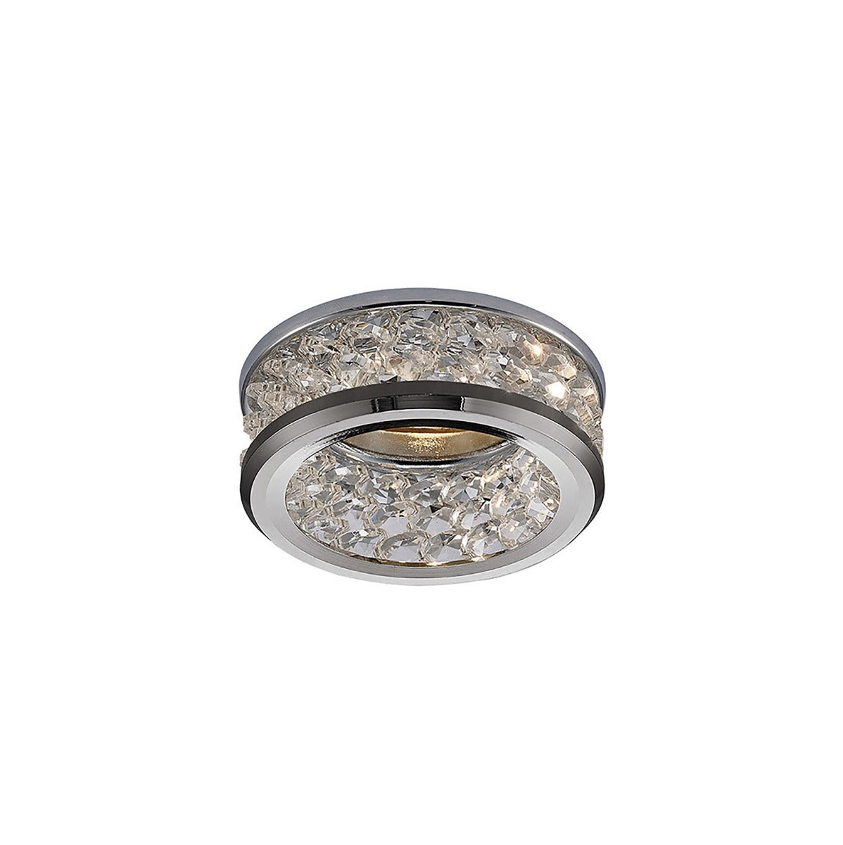 Diyas Dante Recessed Downlight with 3 Levels of Crystal Beads in Polished Chrome with Clear Crystal