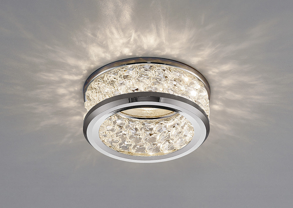 Diyas Dante Recessed Downlight with 3 Levels of Crystal Beads in Polished Chrome with Clear Crystal