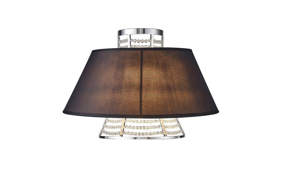 Diyas Davina 2 Light Wall Light in Polished Chrome with Crystal and Black Shade