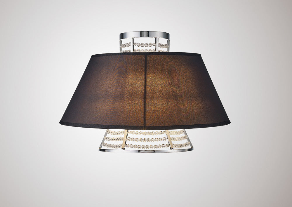 Diyas Davina 2 Light Wall Light in Polished Chrome with Crystal and Black Shade