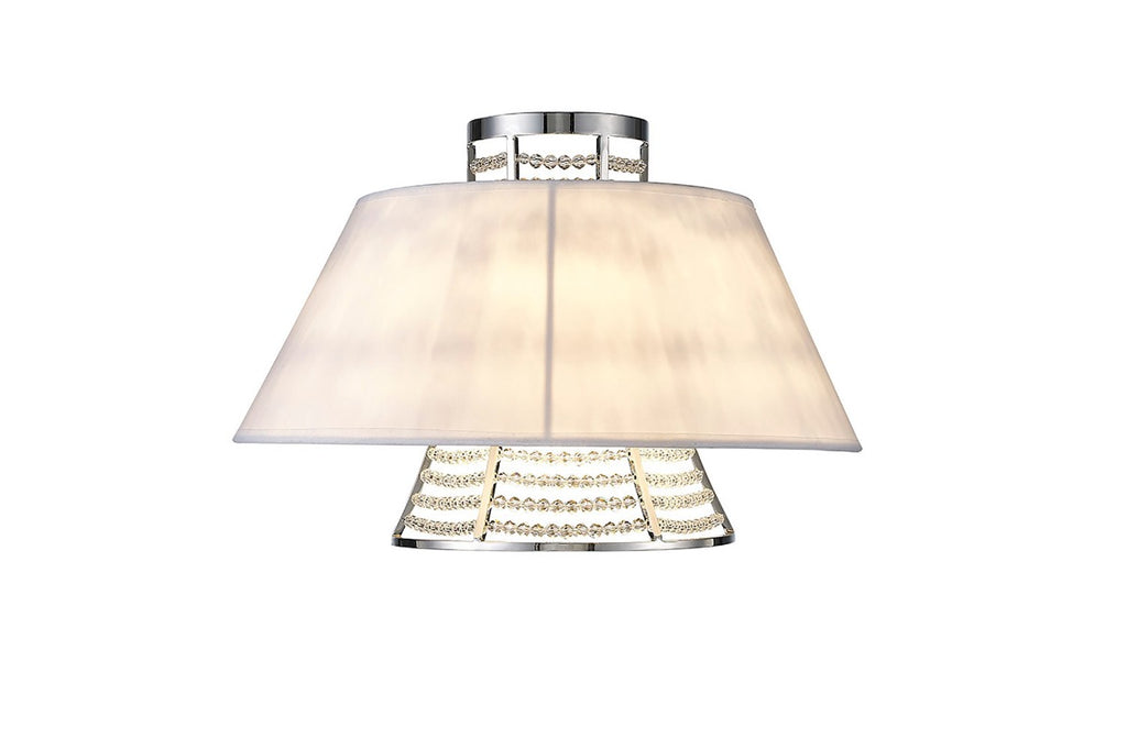 Diyas Davina 2 Light Wall Light in Polished Chrome with Crystal and White Shade