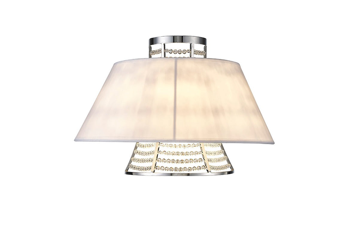 Diyas Davina 2 Light Wall Light in Polished Chrome with Crystal and White Shade