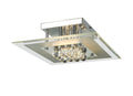 Diyas Delmar 4 Light Square Flush Ceiling Light in Polished Chrome with Crystal