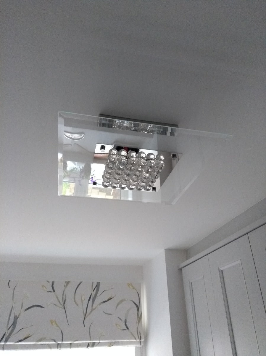 Diyas Delmar 4 Light Square Flush Ceiling Light in Polished Chrome with Crystal