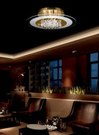 Diyas Delmar 6 Light Round Flush Ceiling Light in French Gold with Crystal