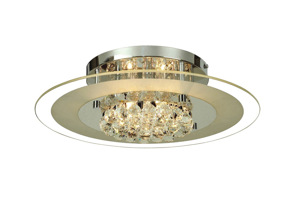 Diyas Delmar 6 Light Round Flush Ceiling Light in Polished Chrome with Crystal