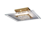 Diyas Delmar 6 Light Square Flush Ceiling Light in French Gold with Crystal