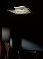 Diyas Delmar 6 Light Square Flush Ceiling Light in Polished Chrome with Crystal