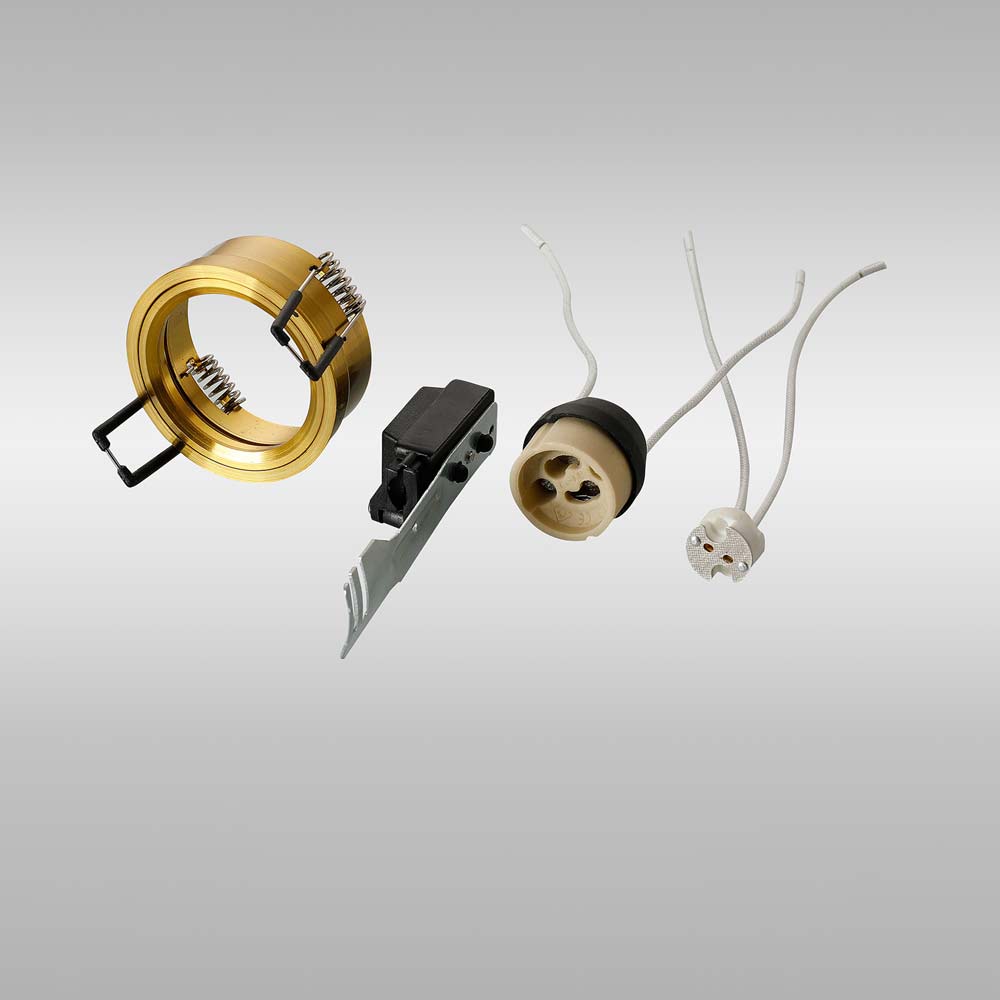 Diyas Downlight Component Kit with Lampholders and Retaining Ring in Aged Brass