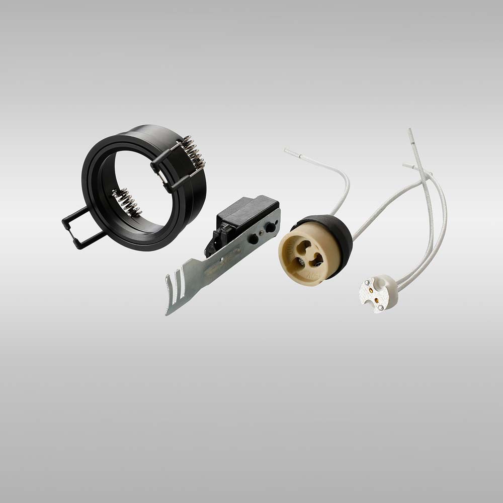 Diyas Downlight Component Kit with Lampholders and Retaining Ring in Satin Black
