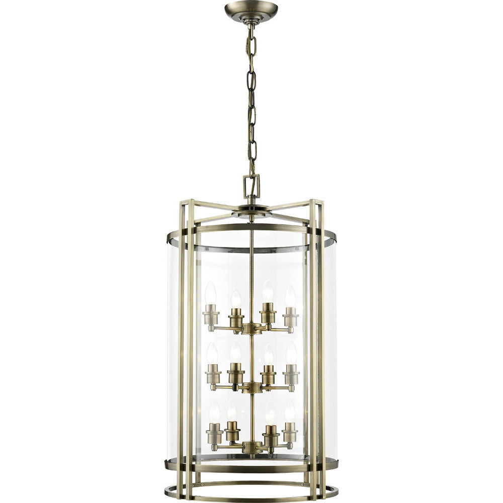 Diyas Eaton 12 Light Ceiling Lantern in Antique Brass