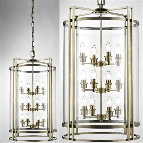 Diyas Eaton 12 Light Ceiling Lantern in Antique Brass