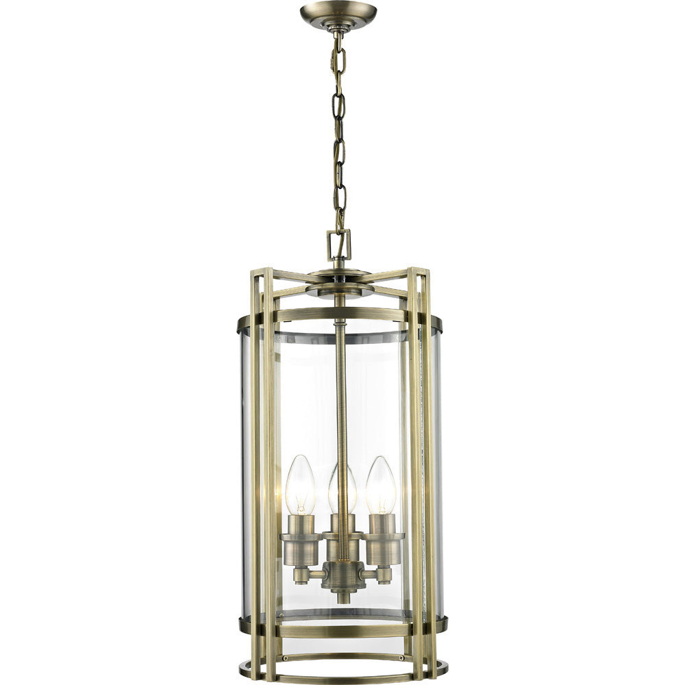 Diyas Eaton 3 Light Ceiling Lantern in Antique Brass
