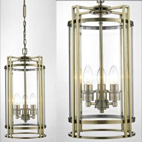 Diyas Eaton 3 Light Ceiling Lantern in Antique Brass