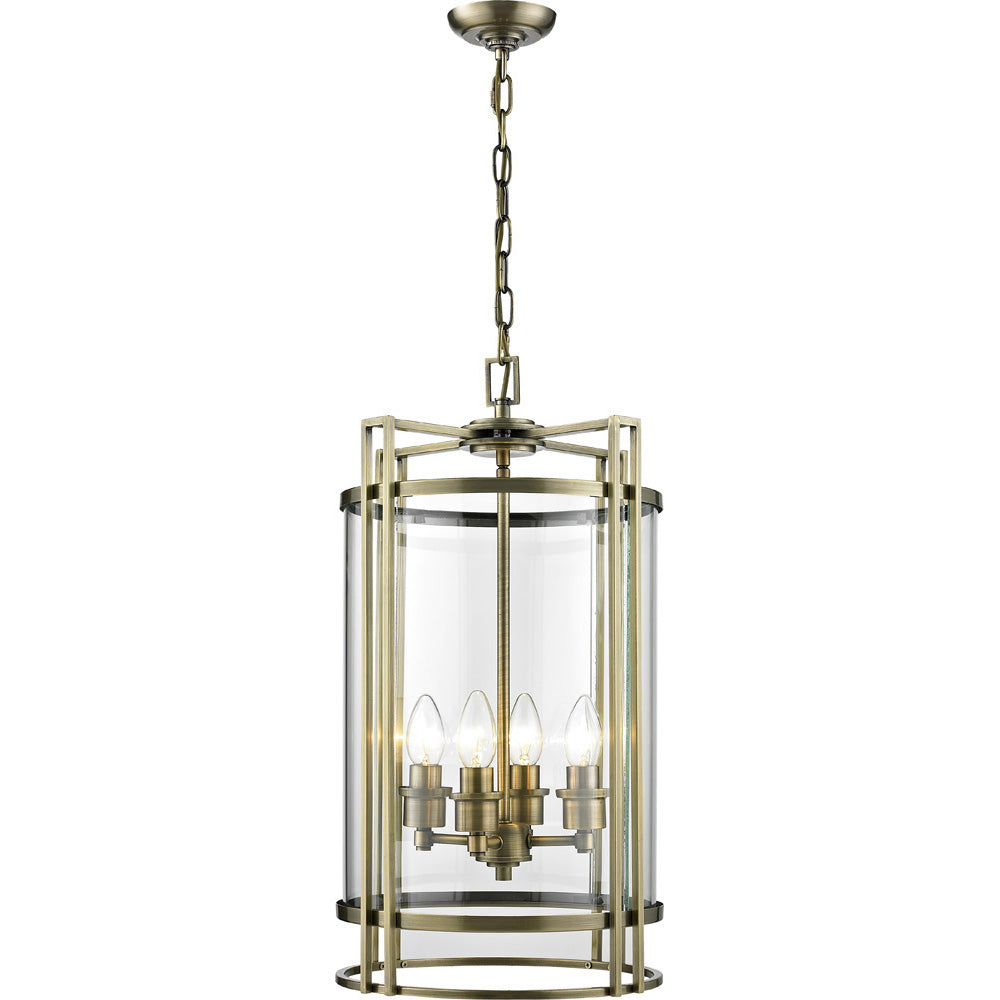 Diyas Eaton 4 Light Ceiling Lantern in Antique Brass