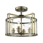 Diyas Eaton 4 Light Semi Flush Ceiling Lantern in Antique Brass