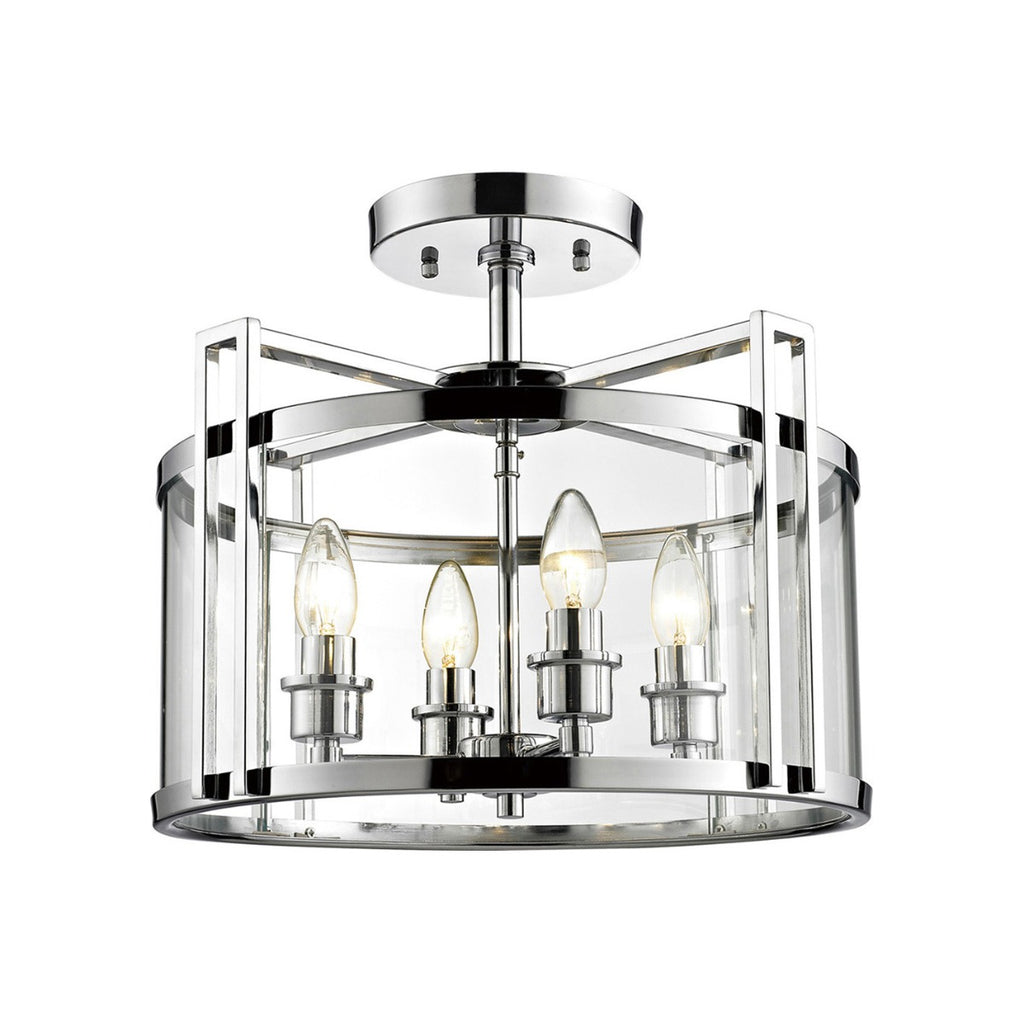 Diyas Eaton 4 Light Semi Flush Ceiling Lantern in Polished Chrome