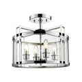 Diyas Eaton 4 Light Semi Flush Ceiling Lantern in Polished Chrome