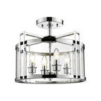 Diyas Eaton 4 Light Semi Flush Ceiling Lantern in Polished Chrome