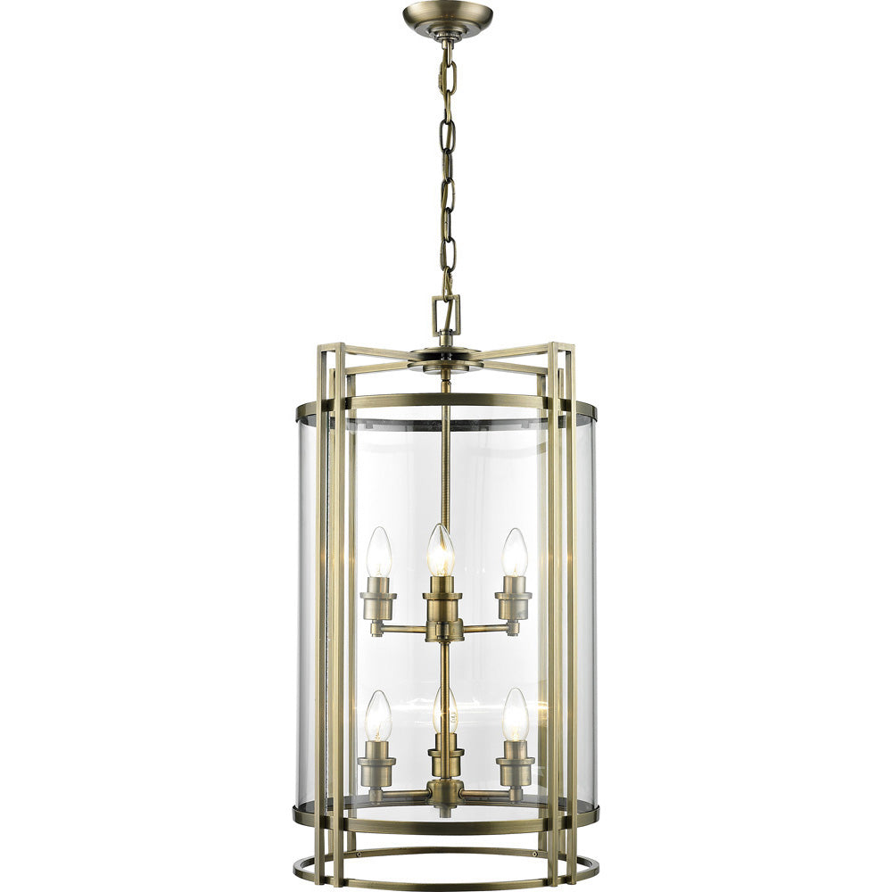 Diyas Eaton 6 Light Ceiling Lantern in Antique Brass