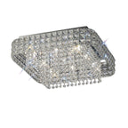 Diyas Edison 9 Light Square Flush Ceiling Light in Polished Chrome with Crystal