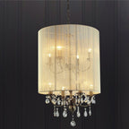 Diyas Ella 8 Light Pendant Light in Antique Brass with Crystal and Ivory Cream Shade