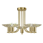 Diyas Ellen 5 Light Semi Flush Ceiling Light in Satin Brass with Crystal