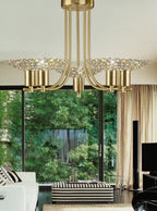 Diyas Ellen 5 Light Semi Flush Ceiling Light in Satin Brass with Crystal
