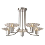 Diyas Ellen 5 Light Semi Flush Ceiling Light in Satin Nickel with Crystal