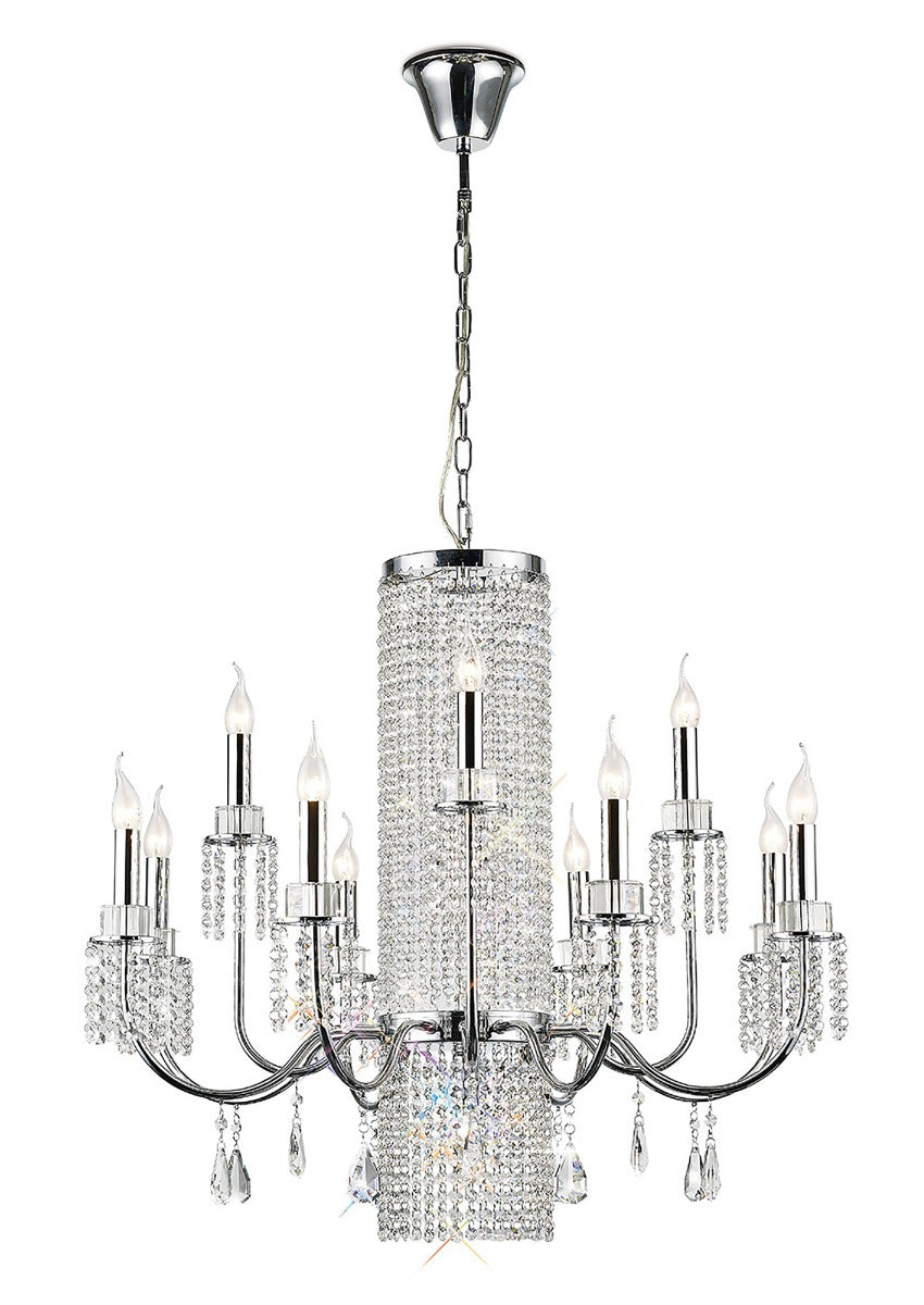 Diyas Emily 13 Light Pendant Light in Polished Chrome with Crystal