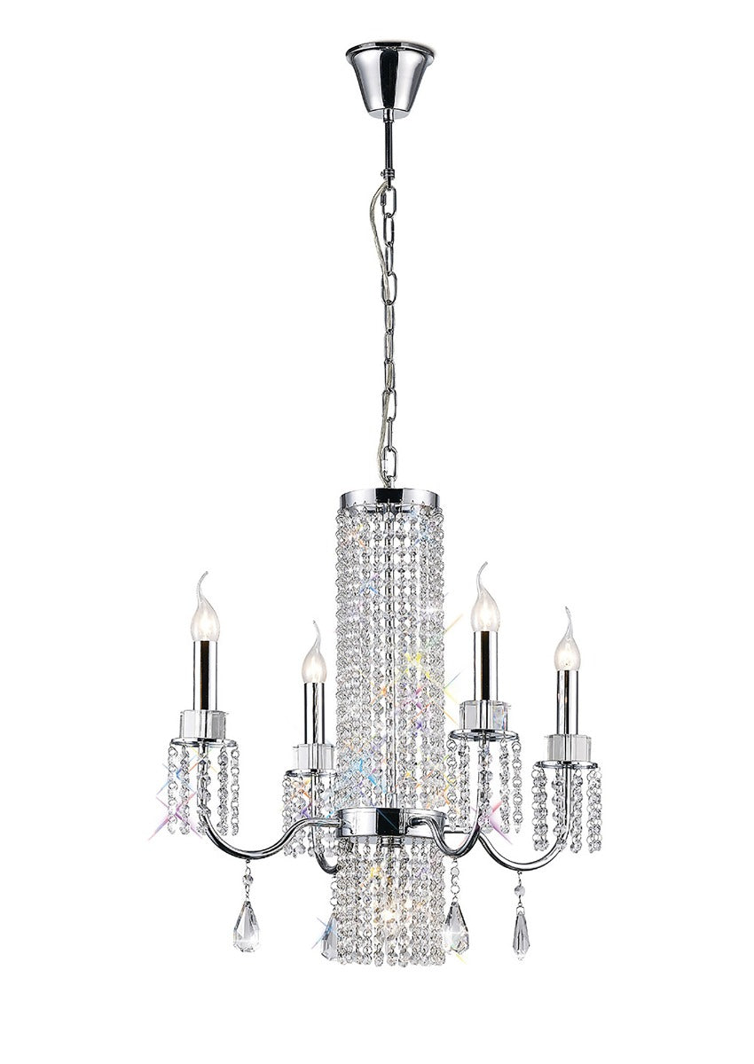 Diyas Emily 4 Light Pendant Light in Polished Chrome with Crystal