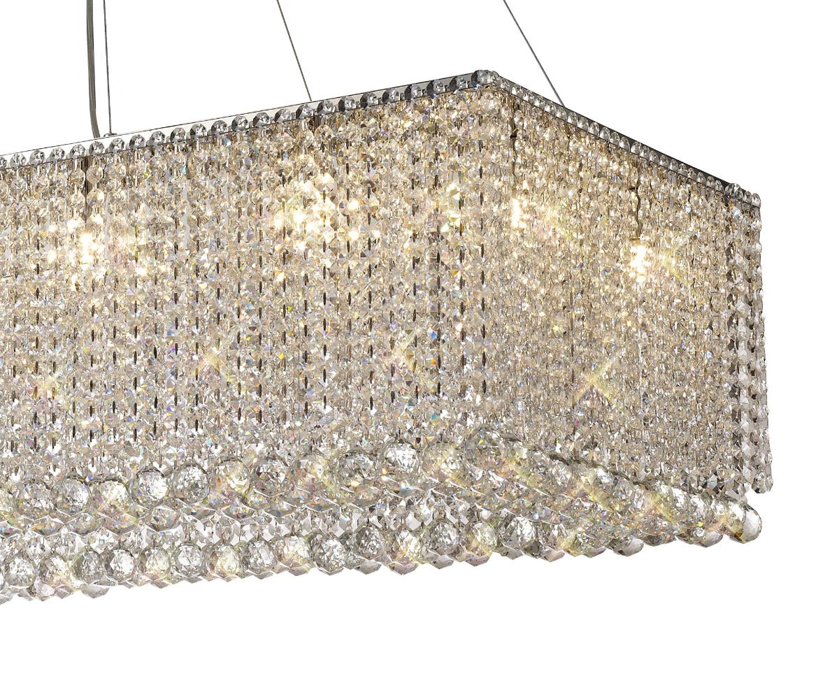 Diyas Empire 14 Light Bar Pendant Light in Polished Chrome with Crystal