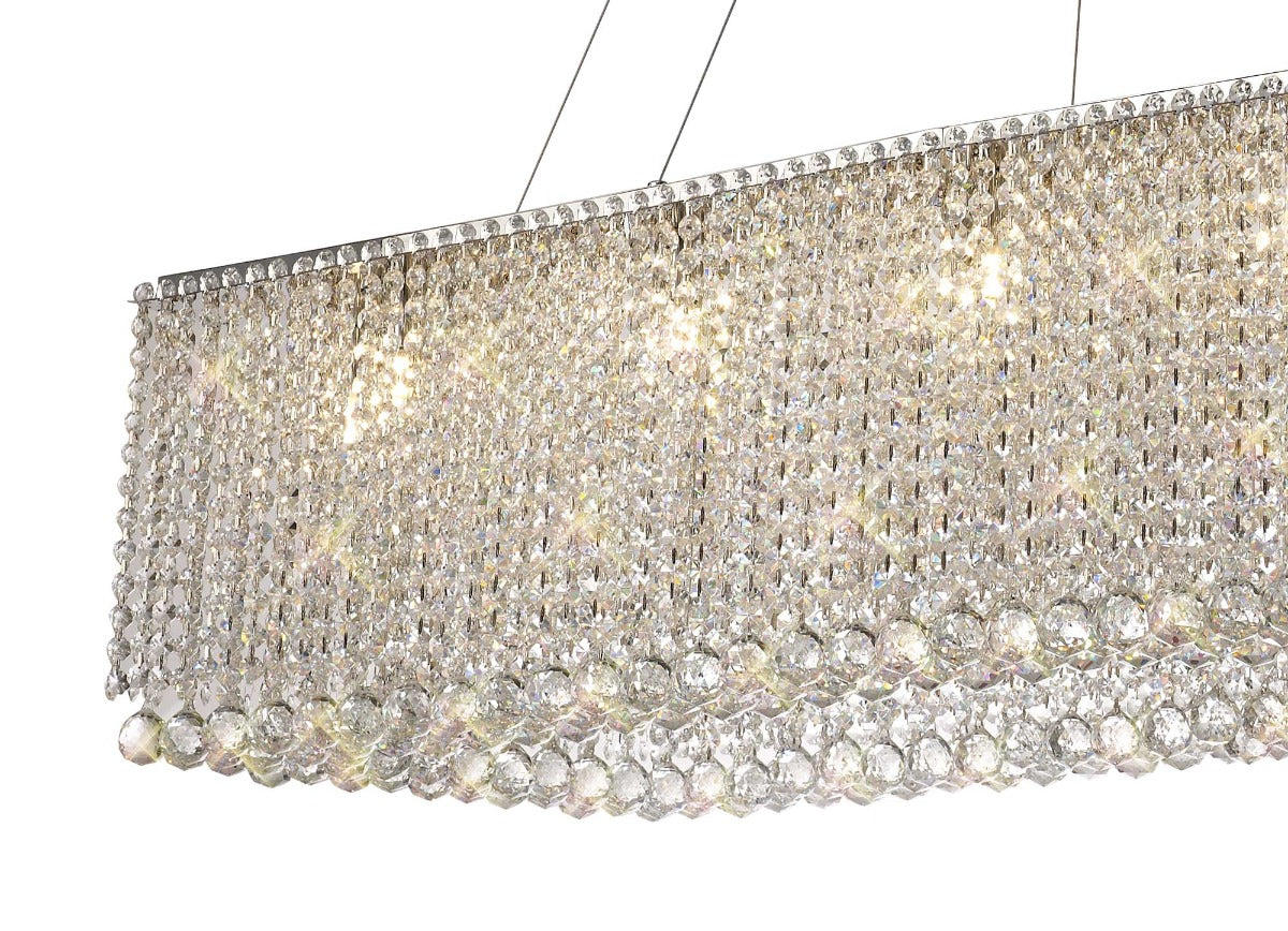 Diyas Empire 14 Light Bar Pendant Light in Polished Chrome with Crystal