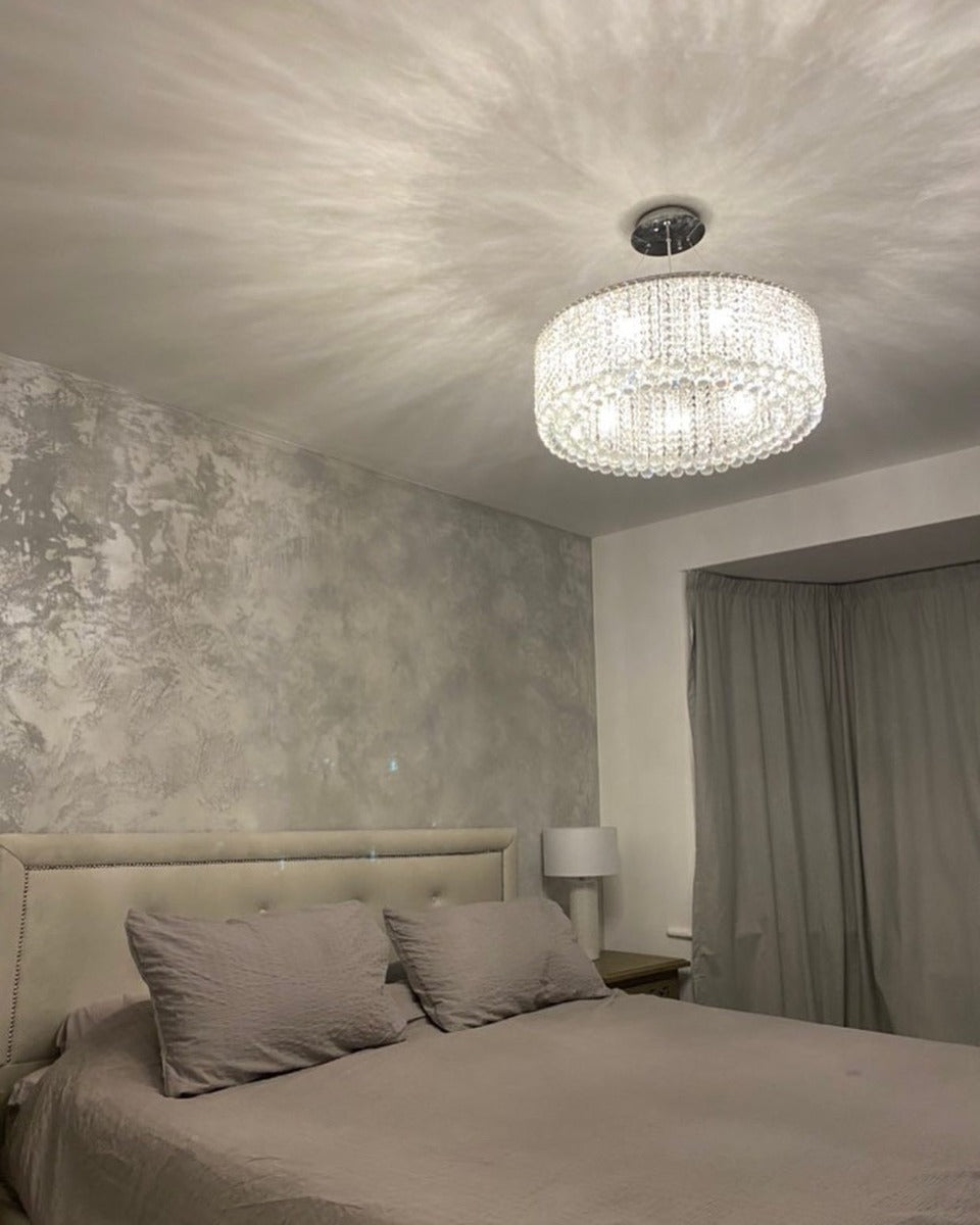 Diyas Empire 9 Light Pendant Light in Polished Chrome with Crystal