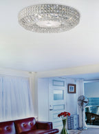 Diyas Enya 9 Light Flush Ceiling Light in Polished Chrome with Crystal